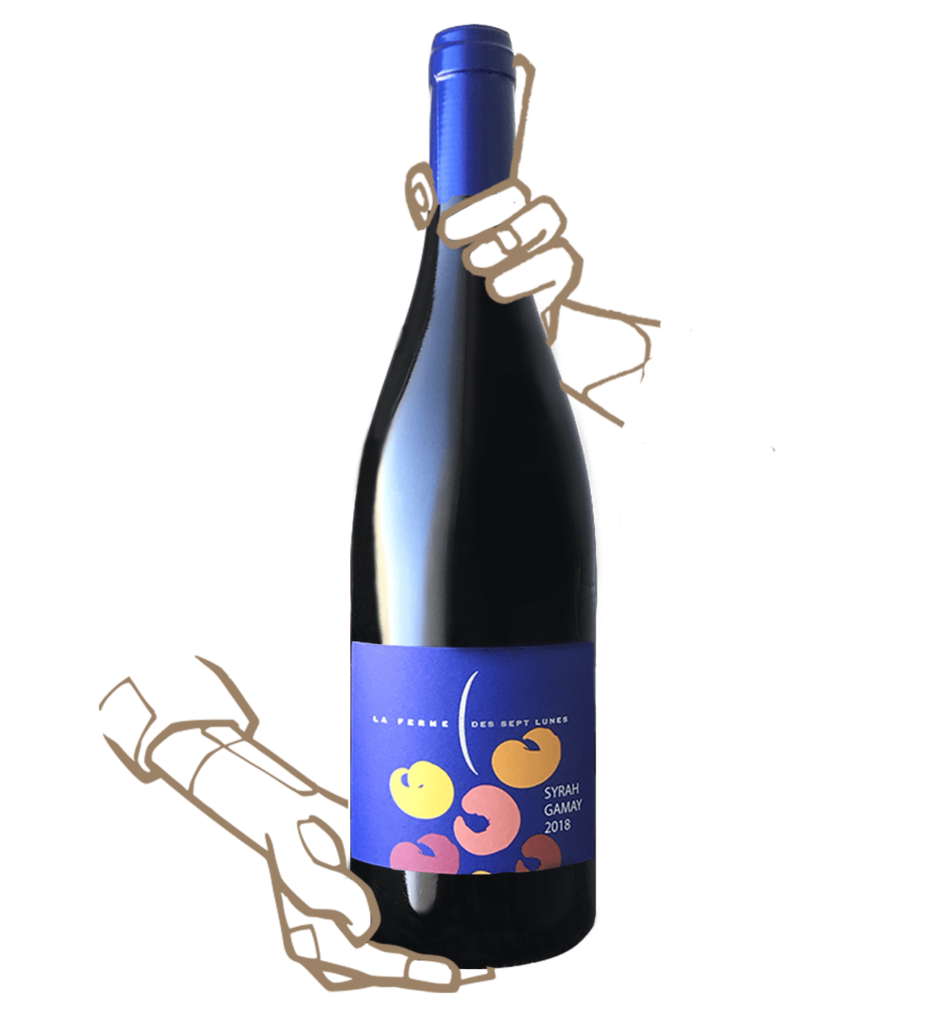 Le syrah-gamay du domaines des 7 lunes est un vin naturel sans sulfite ajouté de Saint Joseph